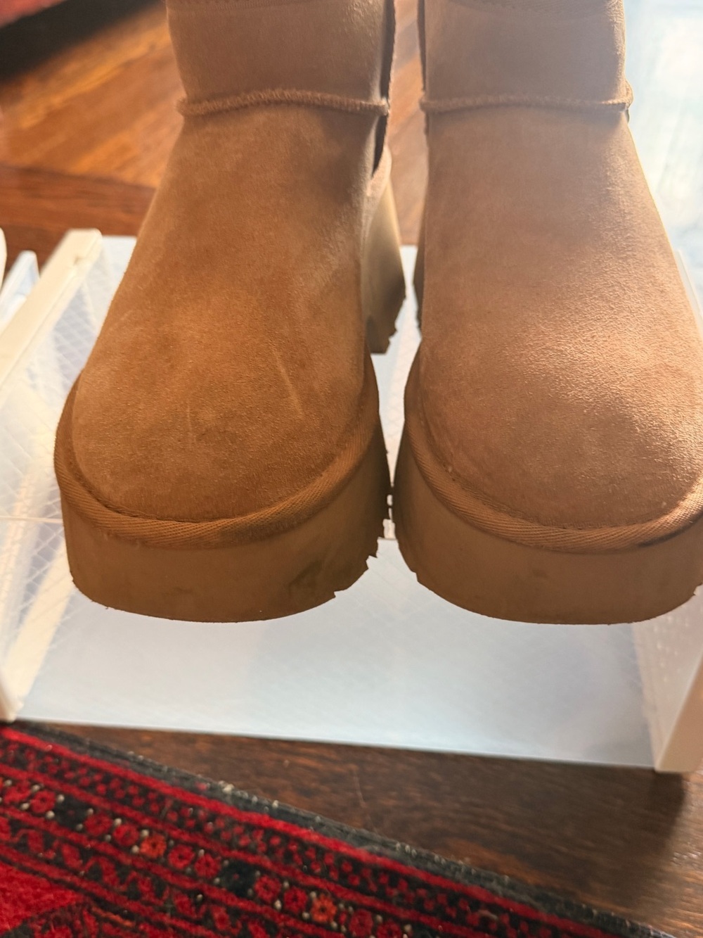 UGG Women's Suede Platform Ankle Booties in Chestnut